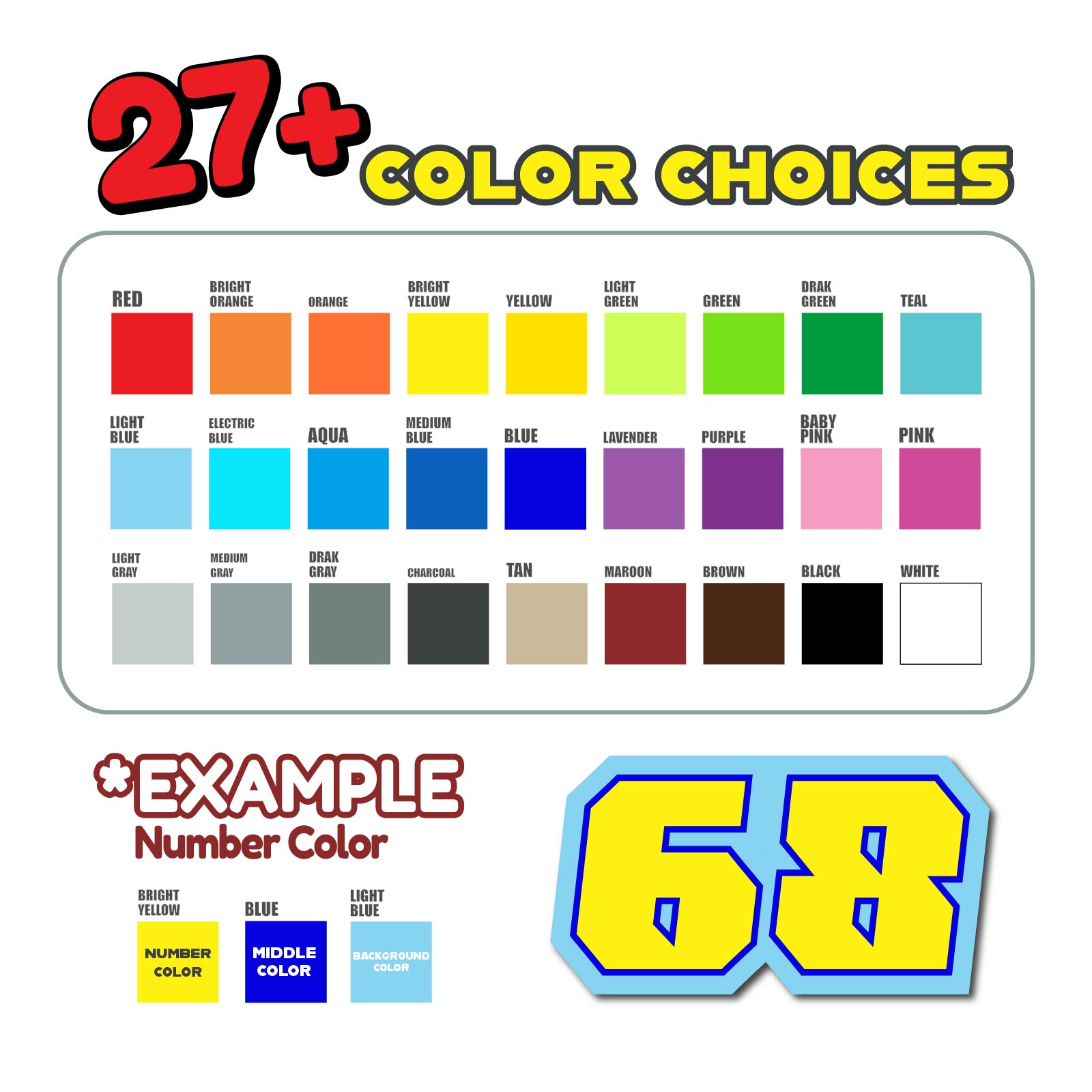 Custom Racing Number Stickers (G002 Style) – 3-Pack Personalized Dirt Bike & Motorcycle Decals