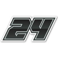 Custom racing number stickers by MC Motoparts, three-pack with gradient outline style for dirt bike and motorcycle decals.