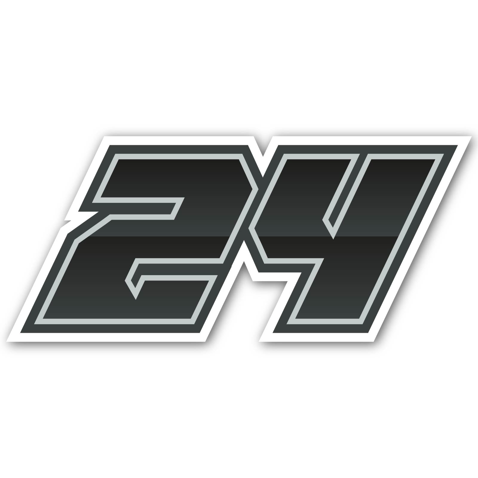 Custom racing number stickers by MC Motoparts, three-pack with gradient outline style for dirt bike and motorcycle decals.
