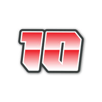 Set of three custom racing number stickers by MC Motoparts featuring gradient number style for dirt bikes and motorcycles.