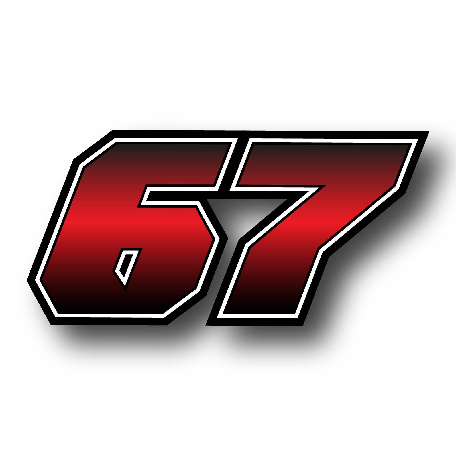 Three custom dirt bike racing number stickers with gradient style from MC Motoparts, designed for motorcycles and dirt bikes.