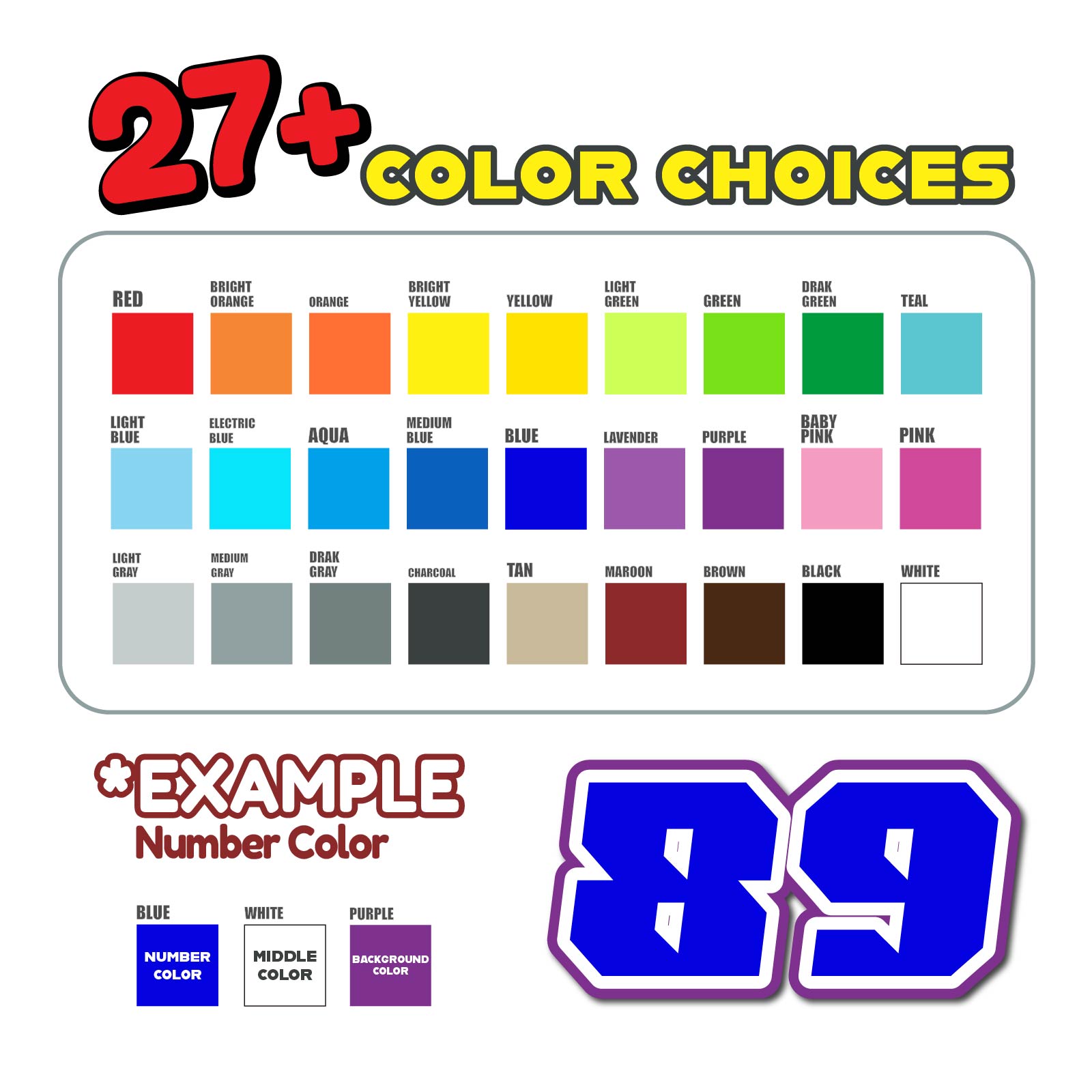 Three custom racing number stickers in G007 style for dirt bikes and motorcycles, featuring bold black and white decals.