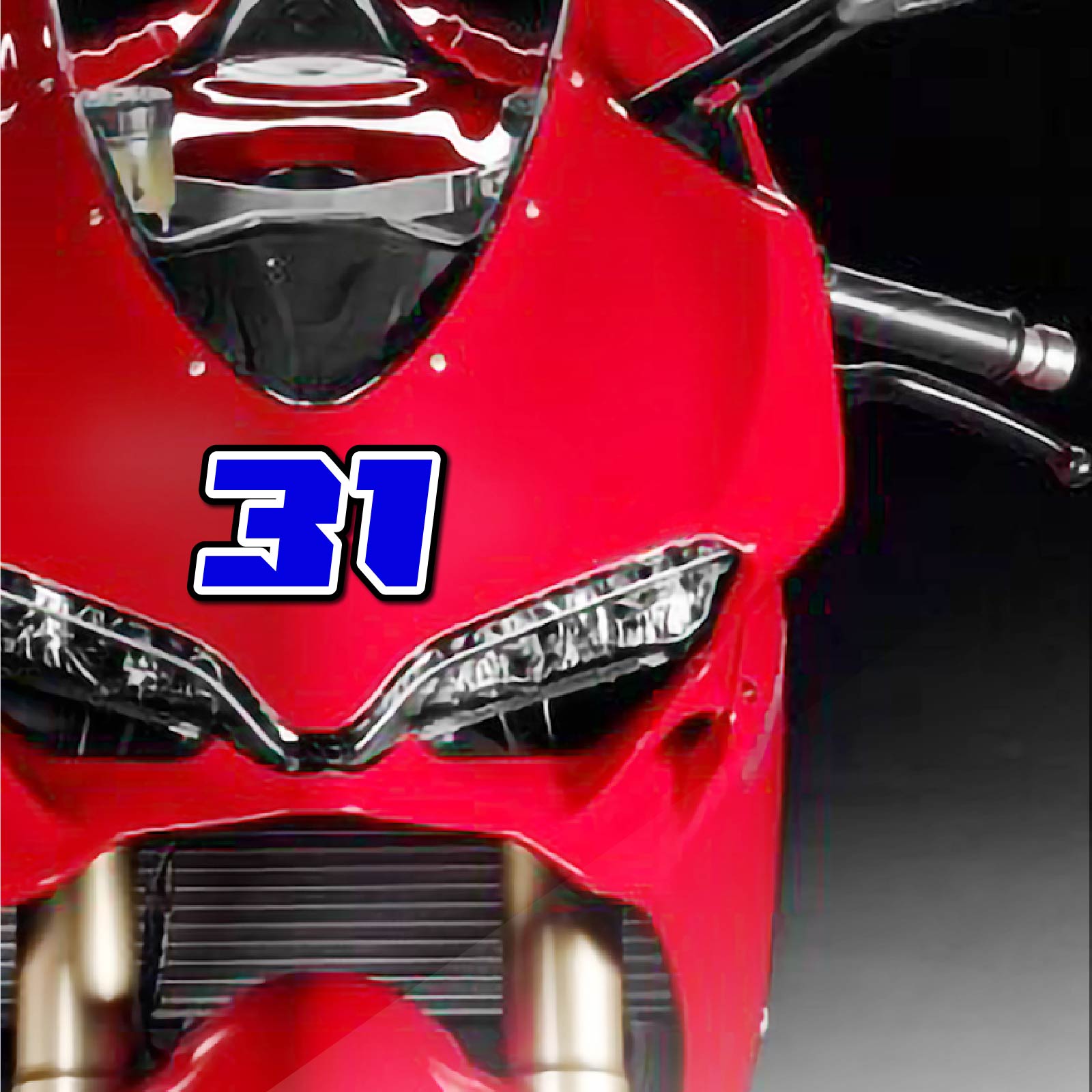 Custom G007 style racing number sticker set for dirt bikes and motorcycles, featuring bold, personalized decals in a 3-pack.