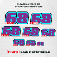 Three custom racing number stickers for dirt bikes and motorcycles, featuring the G007 style by MC Motoparts.