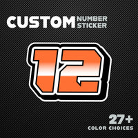 Three custom MC Motoparts racing number stickers with G009 gradient style for dirt bike and motorcycle decals, shown in image NUM41-G009_C2.jpg.