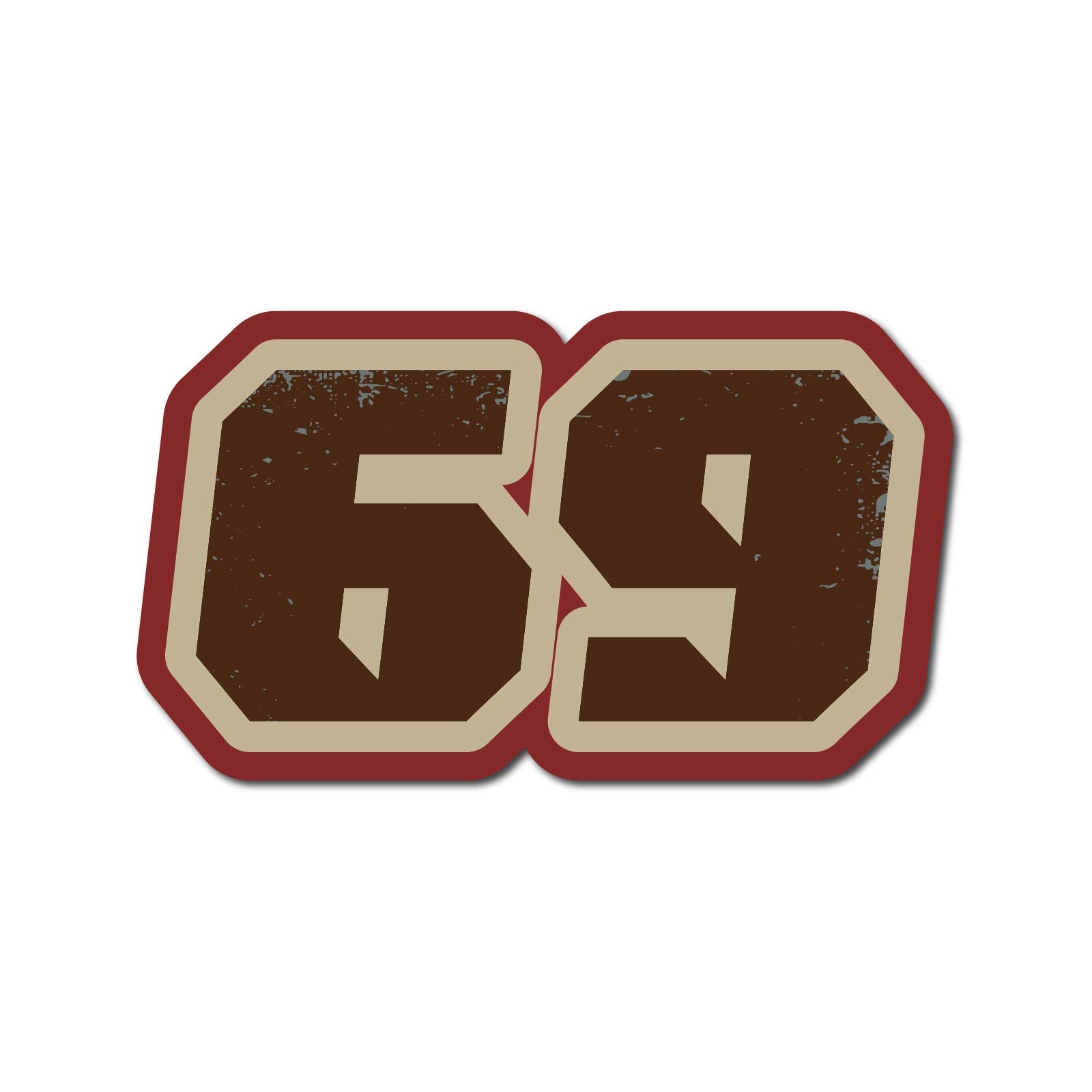 Three custom racing number stickers in vintage American style for dirt bikes and motorcycles, featuring bold black numbers on white backgrounds.