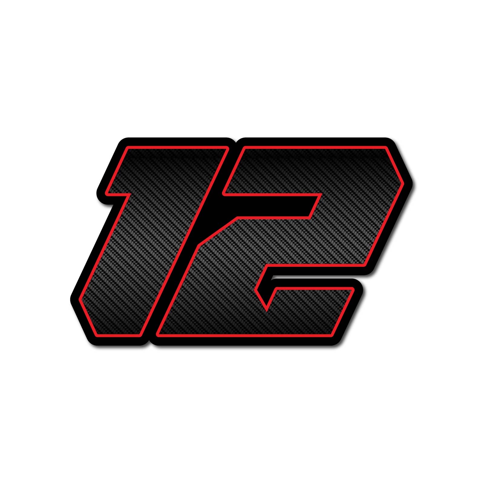 Three custom MC Motoparts racing number stickers in G011 carbon fiber style for dirt bikes and motorcycles, with bold black numbers.