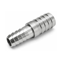 MC Motoparts 304 stainless steel hose barb reducer adapter, 15mm to 19mm, 50mm straight joiner coupler