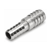 MC Motoparts 16mm to 25mm 304 stainless steel hose barb reducer joiner coupler, 50mm straight fitting