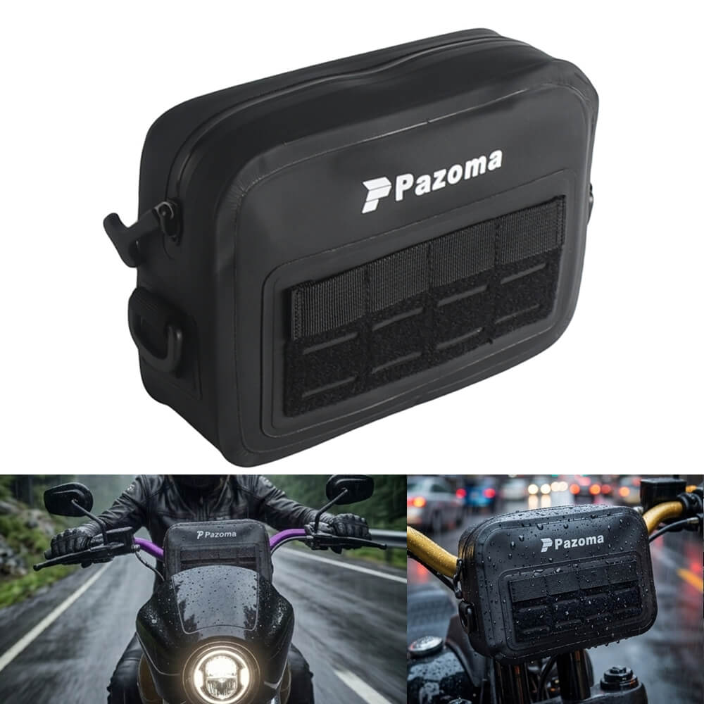 Pazoma 100% Waterproof Motorcycle Handlebar T-Bar Bag Storage with Airtight Zipper for All-Weather Riding for Harley Dyna Softail