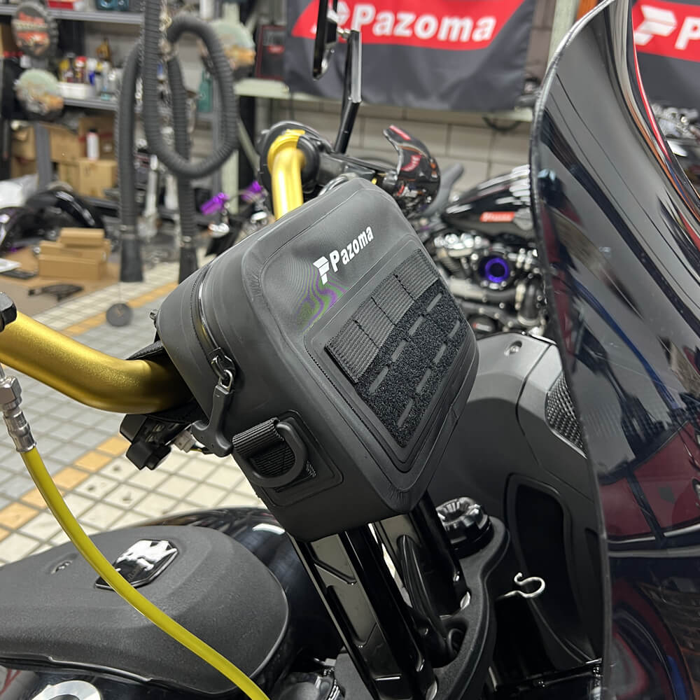 Pazoma 100% Waterproof Motorcycle Handlebar T-Bar Bag Storage with Airtight Zipper for All-Weather Riding for Harley Dyna Softail