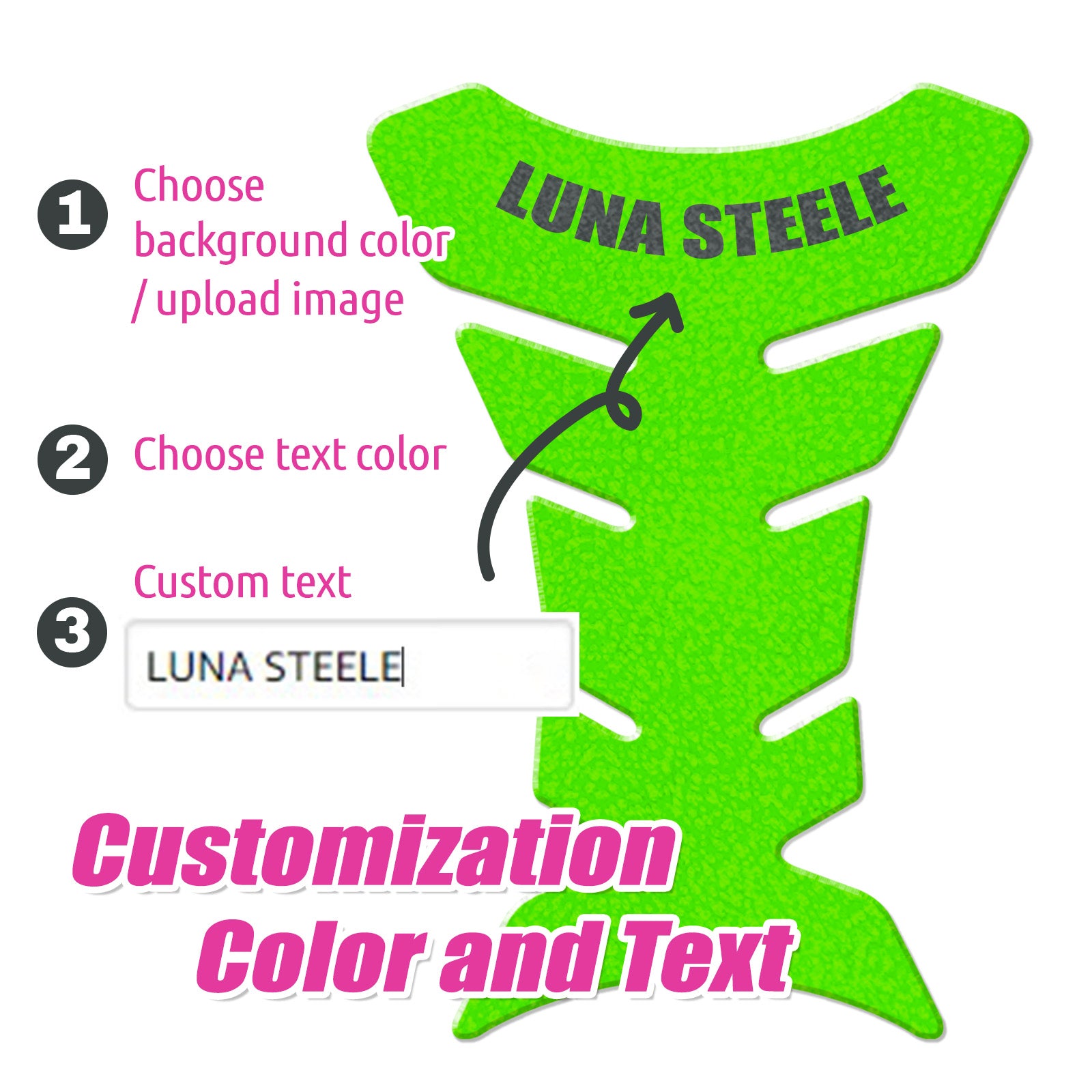 Custom Motorcycle Gas Tank Pad Protector Anti-Slip Fish Bone Shield - Upload Your Photo Image to create your unique TANK PAD - MC Motoparts