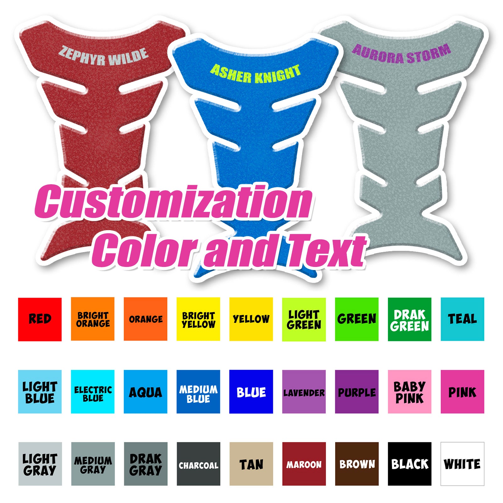 Custom Motorcycle Gas Tank Pad Protector Anti-Slip Fish Bone Shield - Upload Your Photo Image to create your unique TANK PAD - MC Motoparts