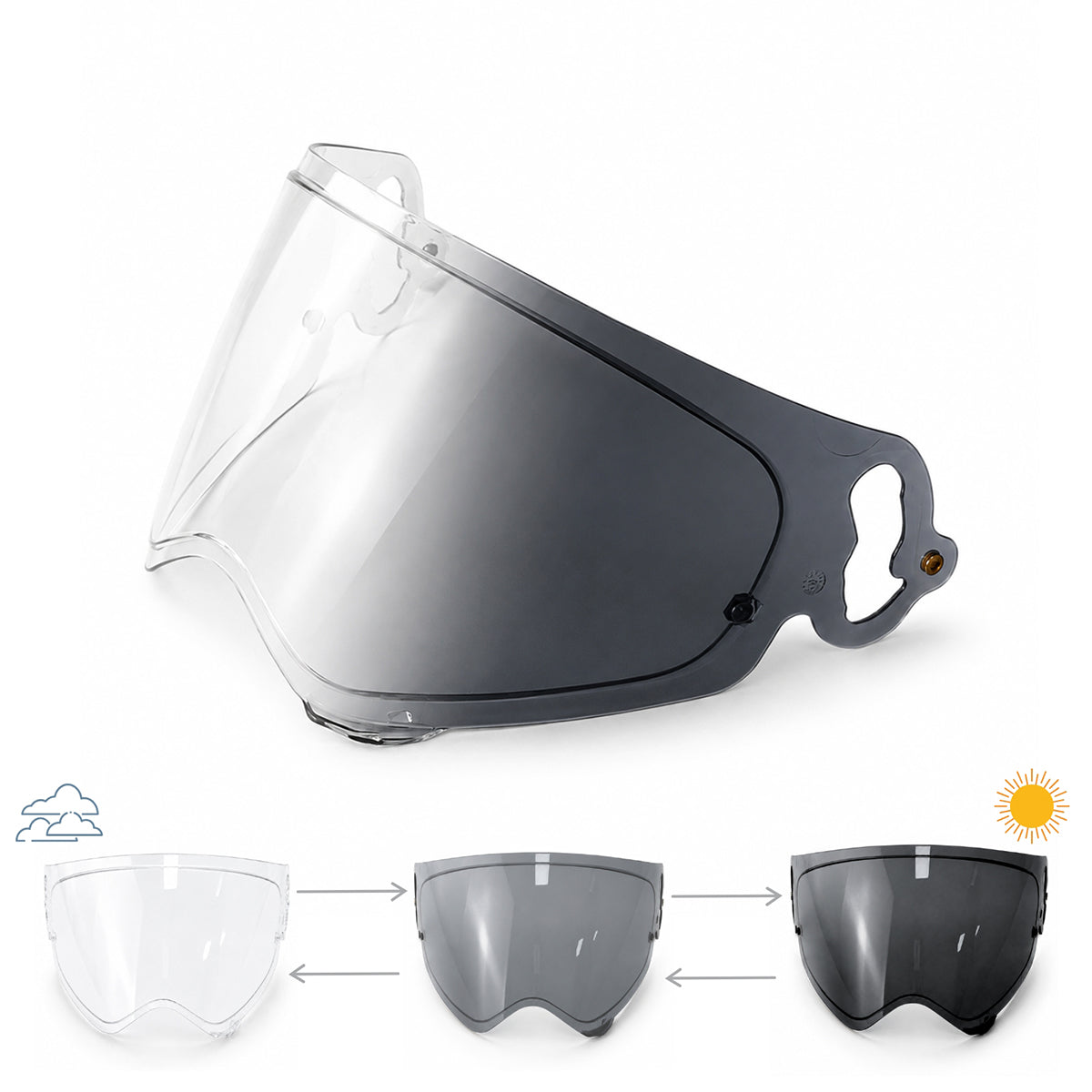 For Arai VAS-A / MAX-V Photochromic Replacement Visor - TourCross 5 / TX5 - Self-Tinting, Clear to Dark