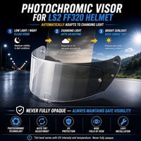 For LS2 Assault Stream Rapid Storm Replacement Visor (FF320,FF328,FF353,FF800) - Photochromic Visor – Clear to Dark Transition