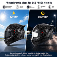For LS2 Citation Sedici Strada 2/3 FT2 Vector Replacement Visor (FF801,FF397,FF813) - Photochromic Visor – Clear to Dark Transition