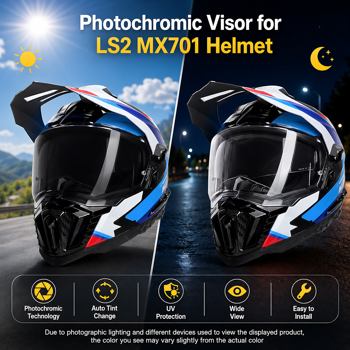 For LS2 Explorer / Carbon Replacement Visor (MX701) - Photochromic Visor – Clear to Dark Transition