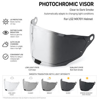 For LS2 Explorer / Carbon Replacement Visor (MX701) - Photochromic Visor – Clear to Dark Transition