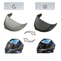 Photochromic helmet visor for Shoei GT-Air 3, tinted finish, replacement MC Motoparts CNS-1C helmet visor, visible in the image.
