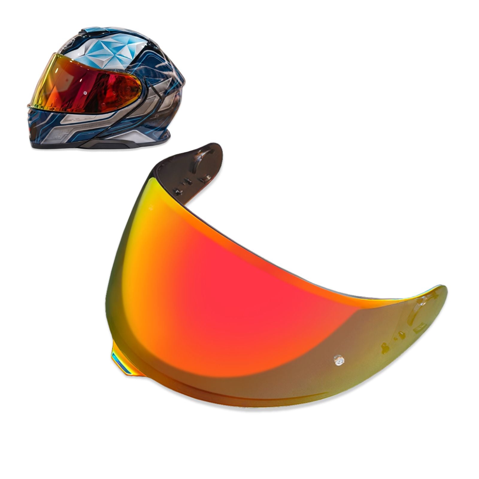 Tinted and spectra mirror visor for Shoei GT-Air 3 helmet, MC Motoparts replacement helmet visor for daytime riding.