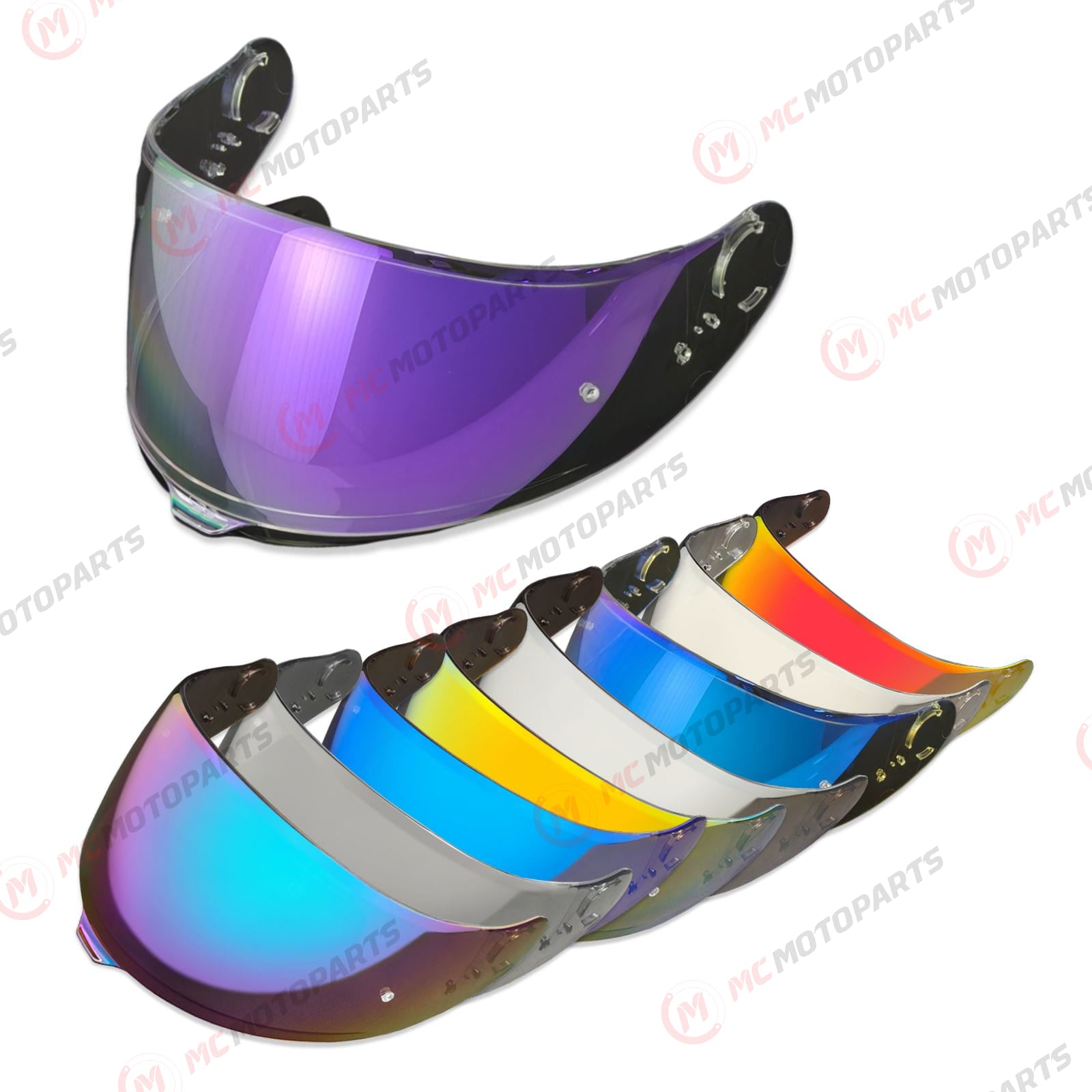 Tinted and Spectra Mirror finish helmet visor for Shoei GT-Air 3, designed for daytime riding, by MC Motoparts.