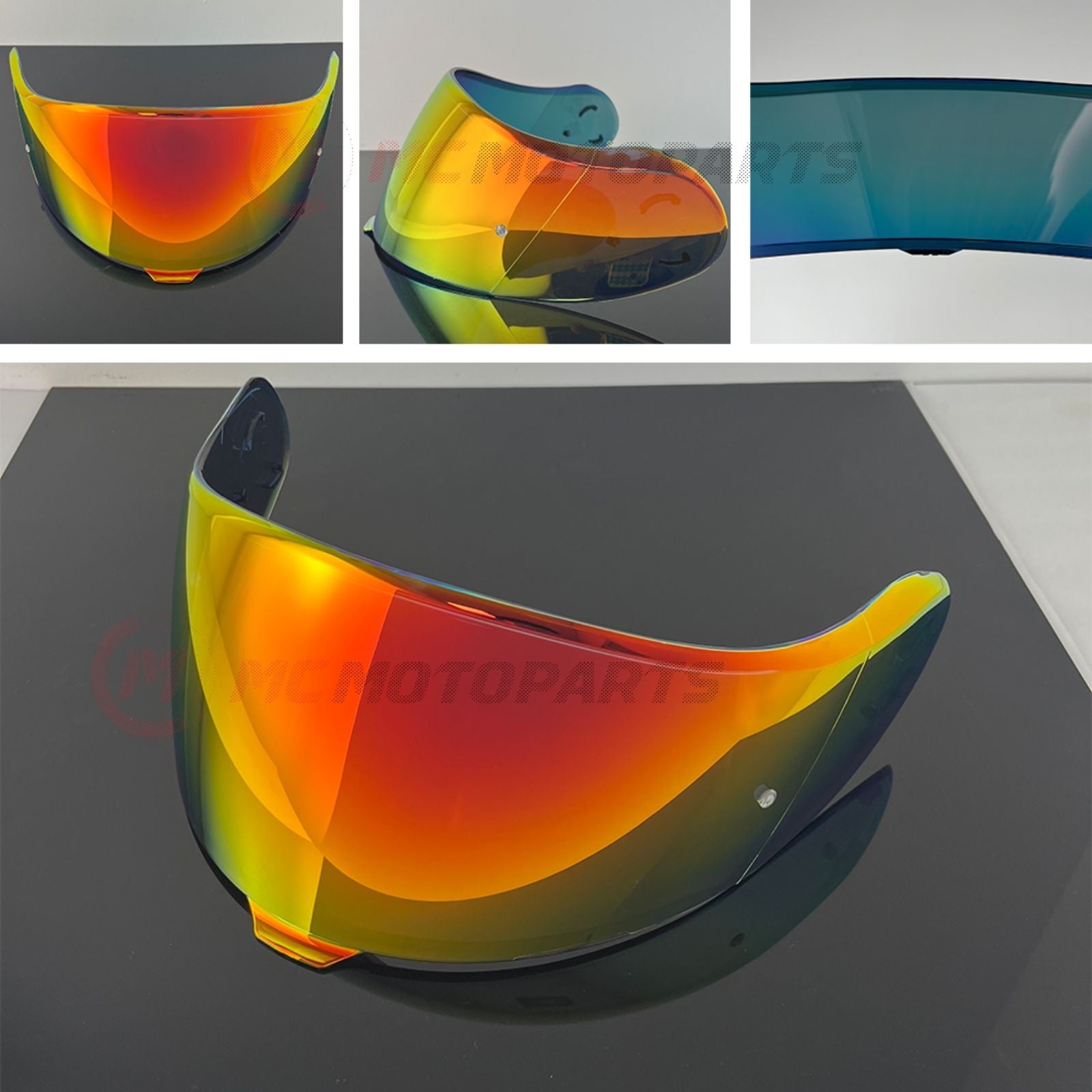 Shoei Neotec 3 helmet visor by MC Motoparts with tinted and spectra mirror finishes for daytime riding.