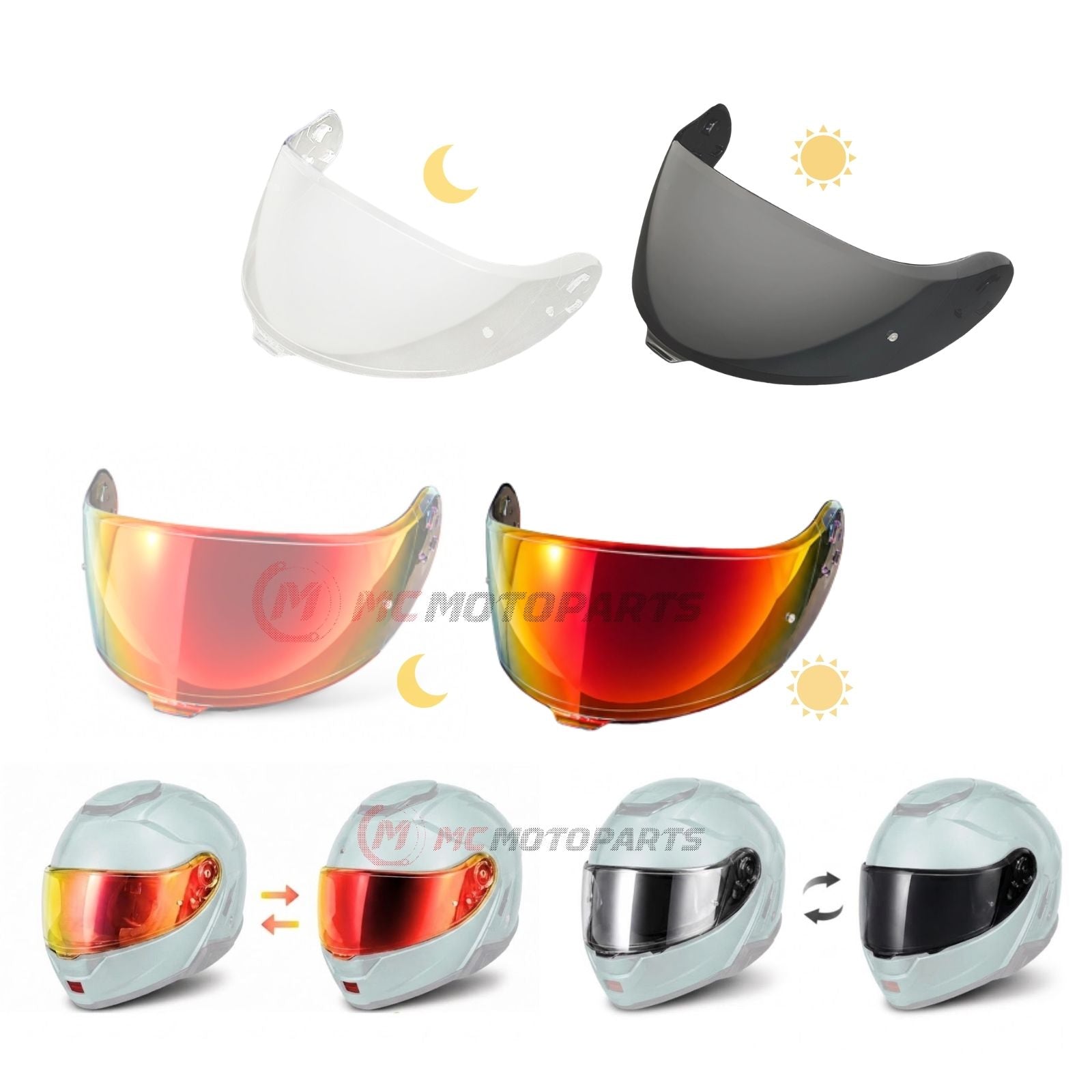 photochromic helmet visor shoei CWR-1 Shield Replacement for X14, X-Fourteen, RF-1200, Z7, NXR, RF-SR Motorcycle Helmets (Clear to Smoke) : Automotive free vision Photochromic Helmet Shield for SHOEI