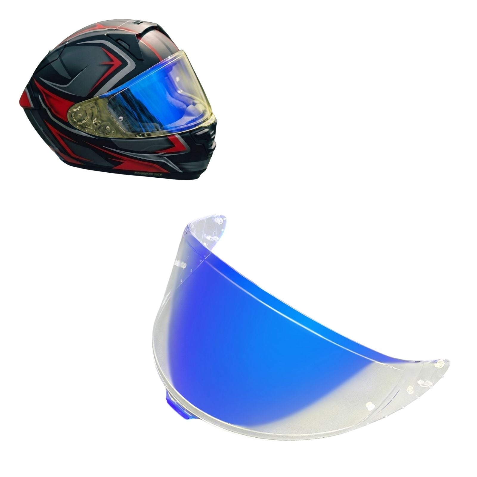 Light tint and clear replacement helmet visor for Shoei X15 Z8 RF1400 NXR2 X-SPR PRO helmets by MC Motoparts.