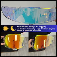 Light tint and clear helmet visor for Shoei X15 and RF1400 helmets by MC Motoparts, suitable for day and night riding.
