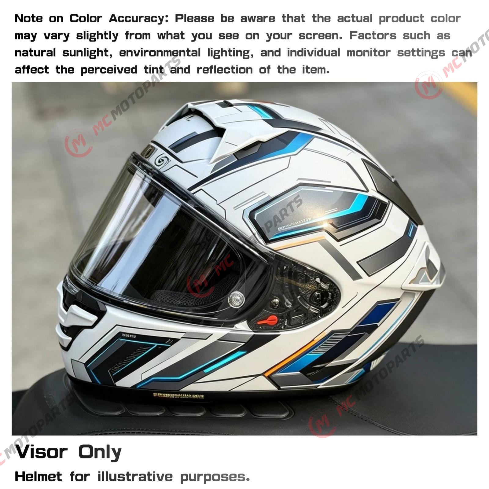 Clear helmet visor for Shoei X15 Z8 RF1400 NXR2 X-SPR PRO, light tint finish, suitable for day and night riding.