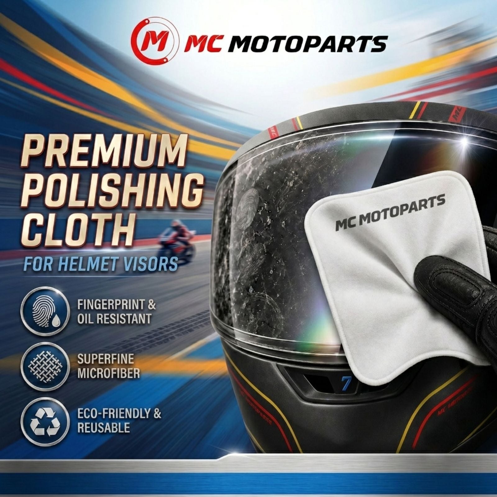 [Helmet Visor Cleaning Cloth] Premium Microfiber Polishing Cloth, Lint-Free (2 Pcs)