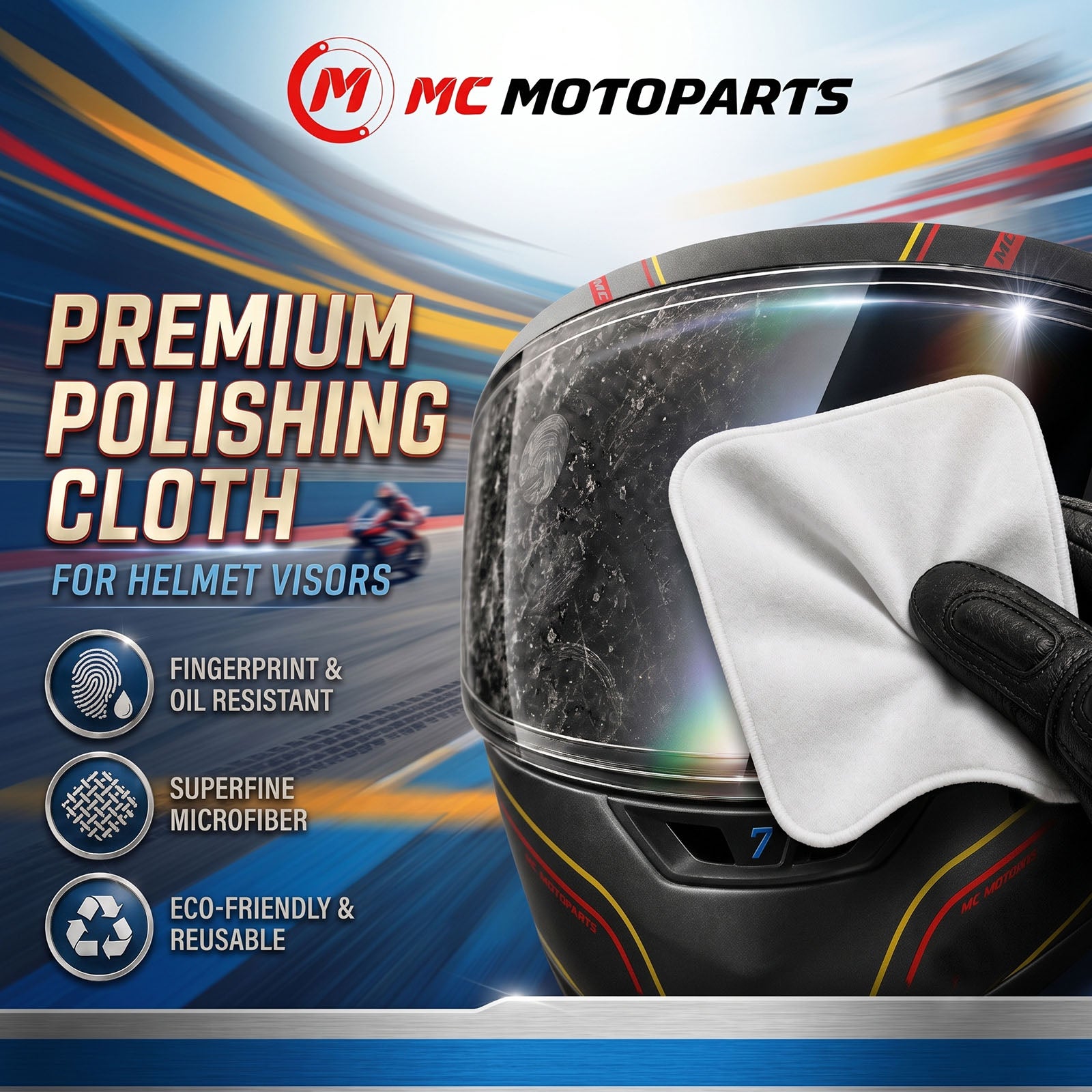 [Helmet Visor Cleaning Cloth] Premium Microfiber Polishing Cloth, Lint-Free (5 Pcs)