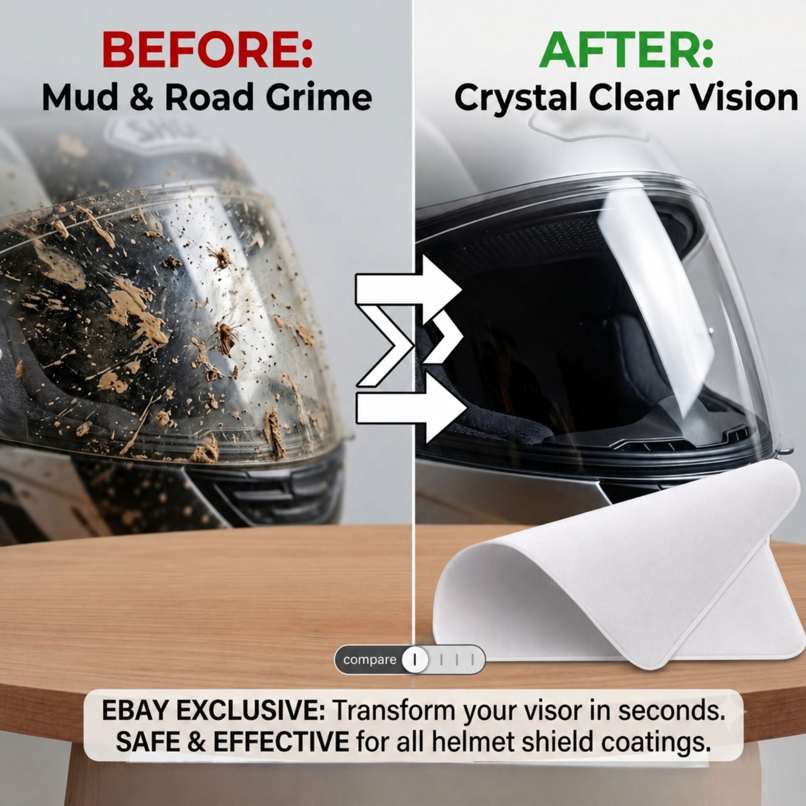 [Helmet Visor Cleaning Cloth] Premium Microfiber Polishing Cloth, Lint-Free (1 Pc)