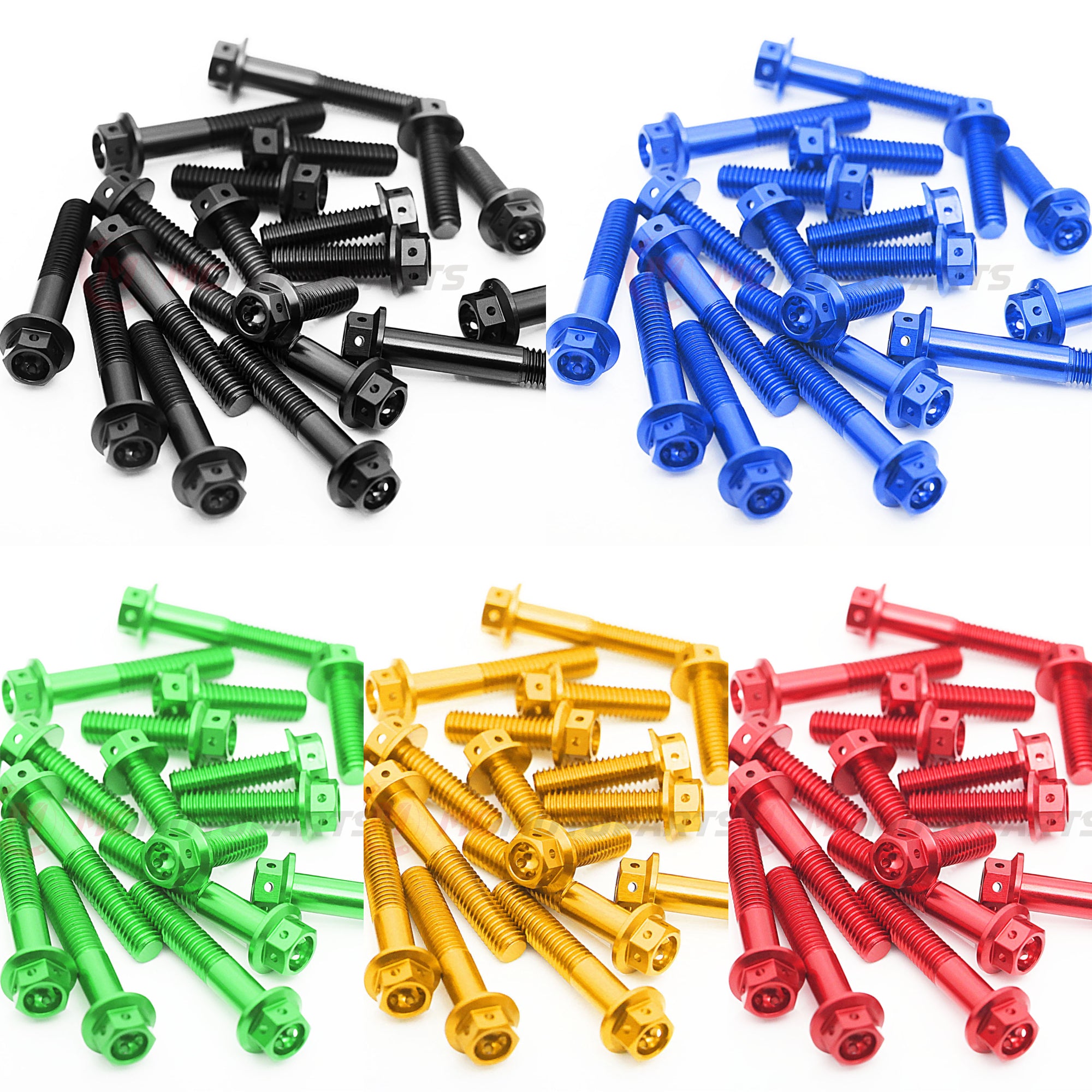 Set of MC Motoparts CNC race spec crankcase cover bolts for Triumph Tiger 900 2020-2024 motorcycle engine.