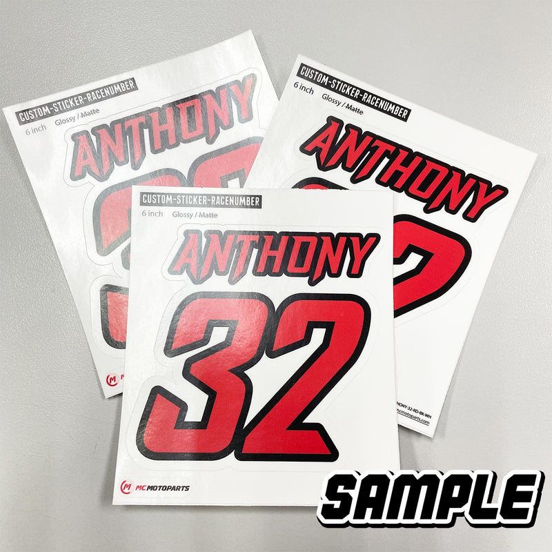 Personalize Custom MX Dirt Bike Motorcycle Racing Number Name Stickers - N32 - MC Motoparts