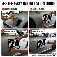 Custom Racing Number Magnets (Set of 2) – Reusable Track Day Magnetic Door Plates with Name & Flag (RCNUM001)
