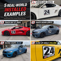 Classic Black & White Custom Racing Number Magnets - Track Day Door Plates with Name & Flag (Set of 2) (RCNUM001)