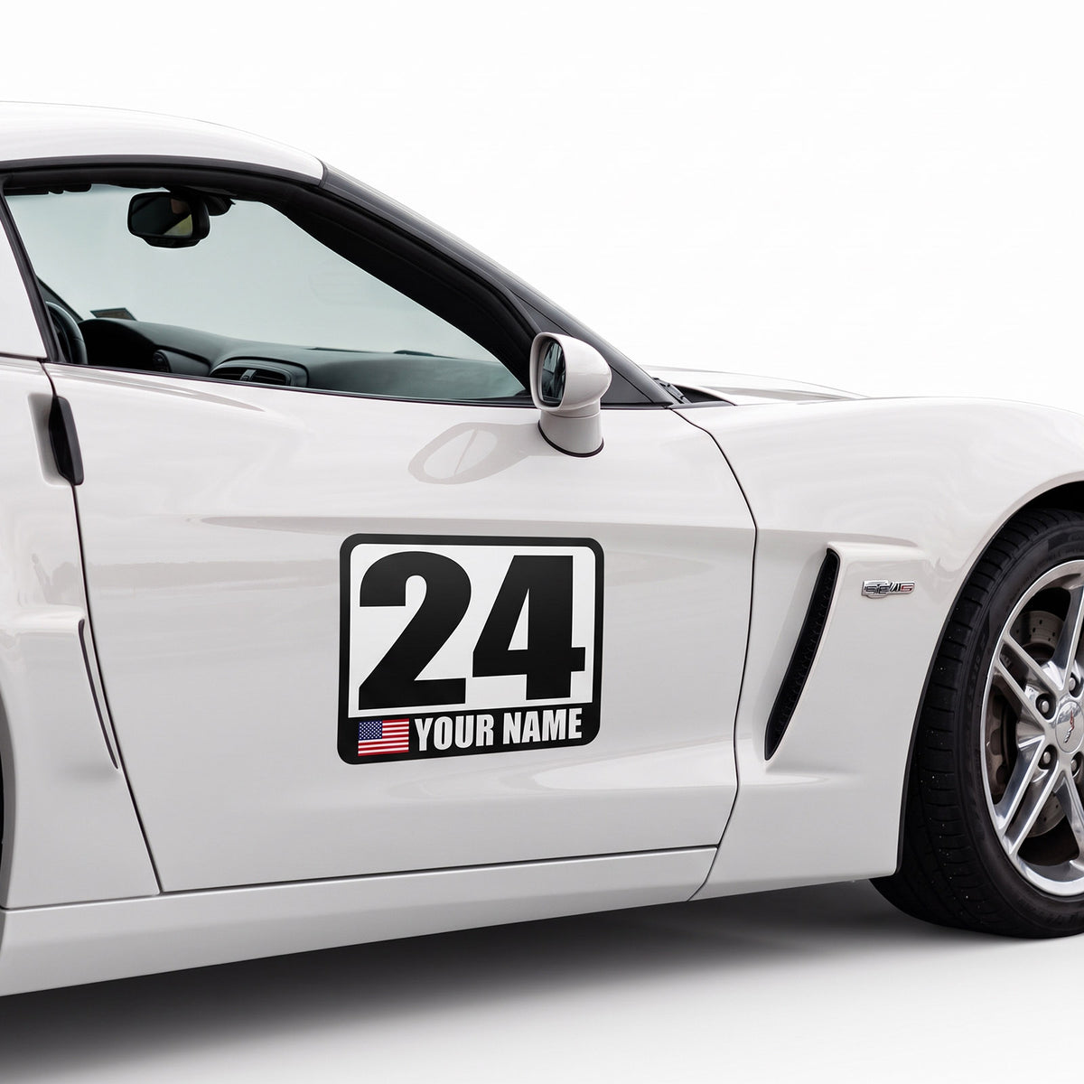 Custom Racing Number Magnets (Set of 2) – Reusable Track Day Magnetic Door Plates with Name & Flag (RCNUM001)