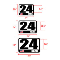 Personalize Custom Race Car Sticker Decals - Racing Number, Name & Flag - MC Motoparts
