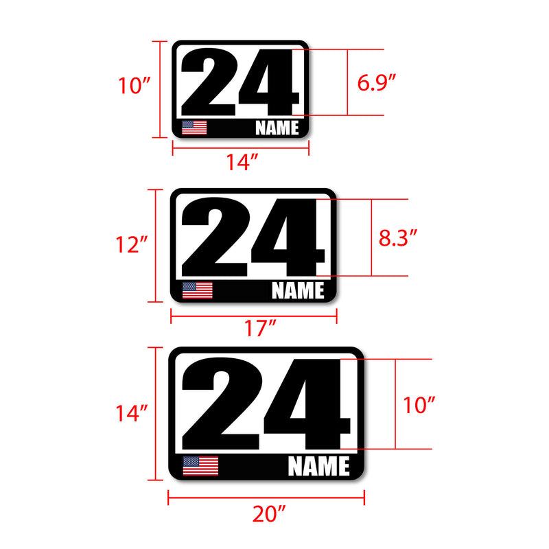 Personalize Custom Race Car Sticker Decals - Racing Number, Name & Flag - MC Motoparts