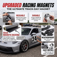 Classic Black & White Custom Racing Number Magnets - Track Day Magnetic Door Plates with Driver Name (Set of 2) (RCNUM002)