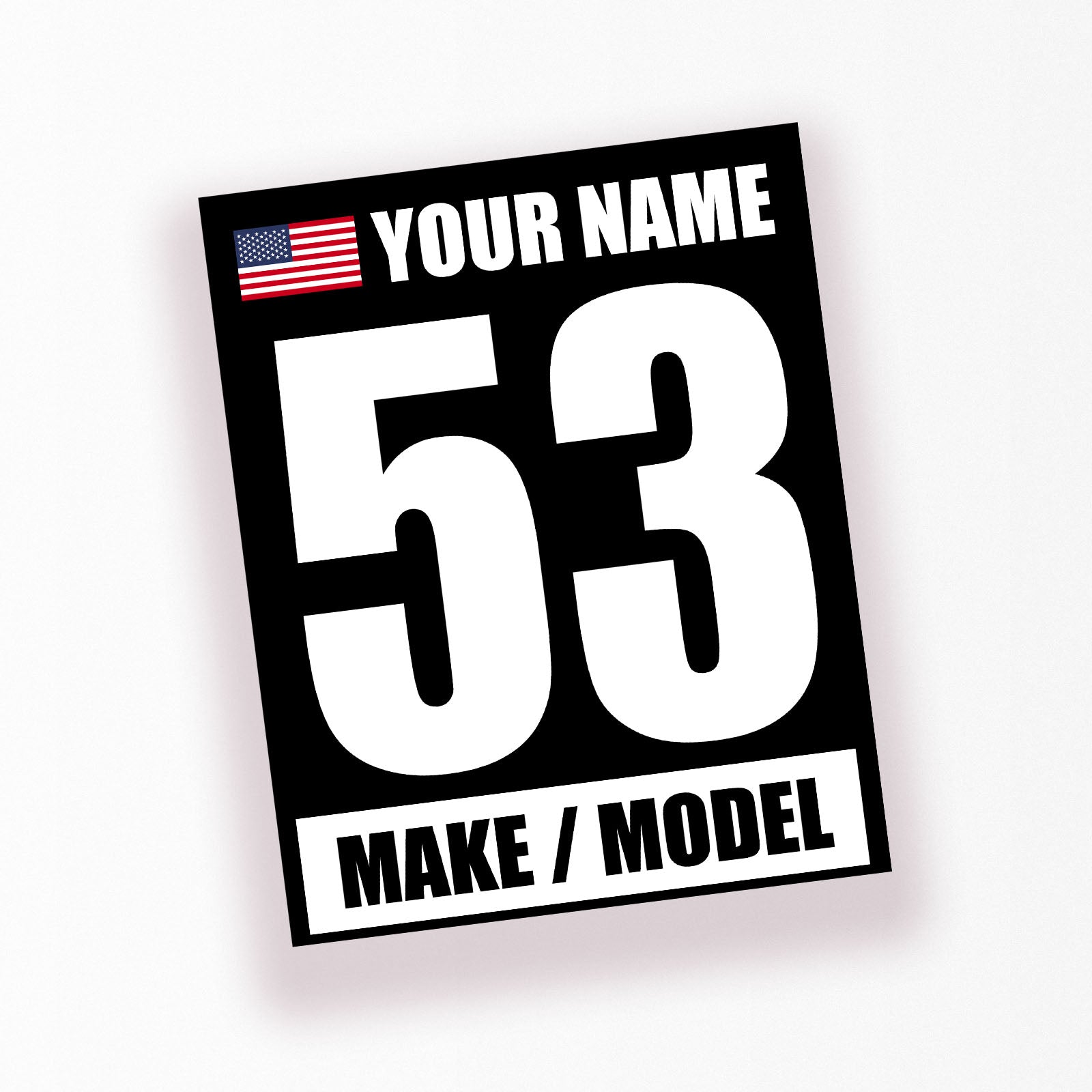 Personalize Custom Race Car Sticker Decals - Racing Number, Name, Flag, Make & Model - MC Motoparts