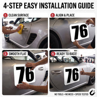 Classic Black & White Custom Racing Number Magnets (4" to 15" Height) - Reusable Track Day Magnetic Door Plates (Set of 2) (RCNUM005)
