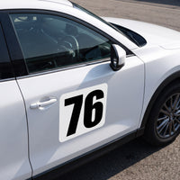 Classic Black & White Custom Racing Number Magnets (4" to 15" Height) - Reusable Track Day Magnetic Door Plates (Set of 2) (RCNUM005)