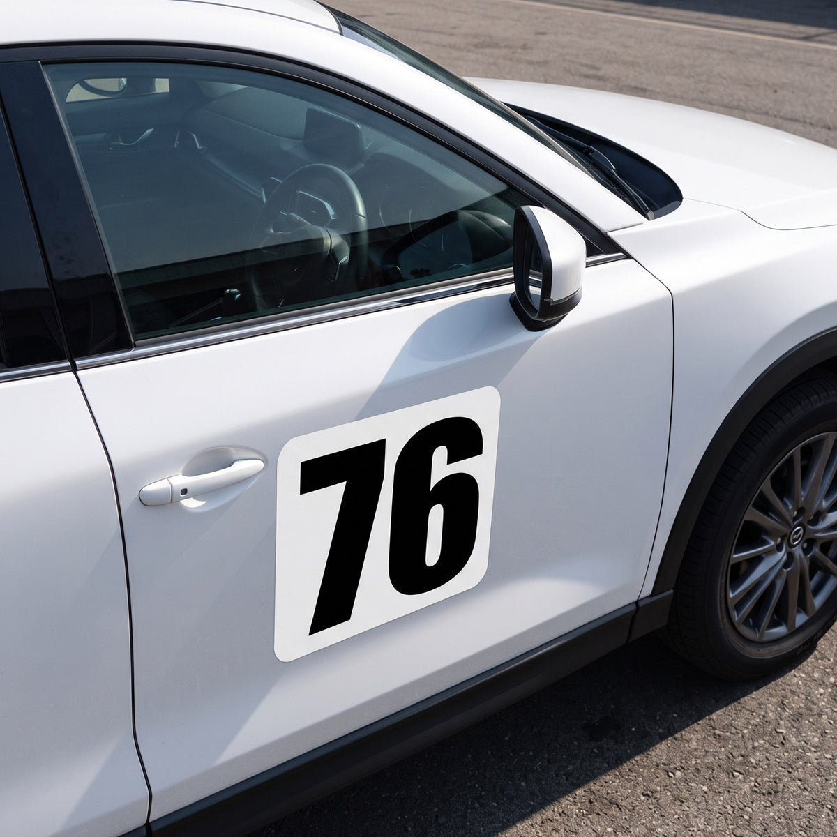 Classic Black & White Custom Racing Number Magnets (4" to 15" Height) - Reusable Track Day Magnetic Door Plates (Set of 2) (RCNUM005)