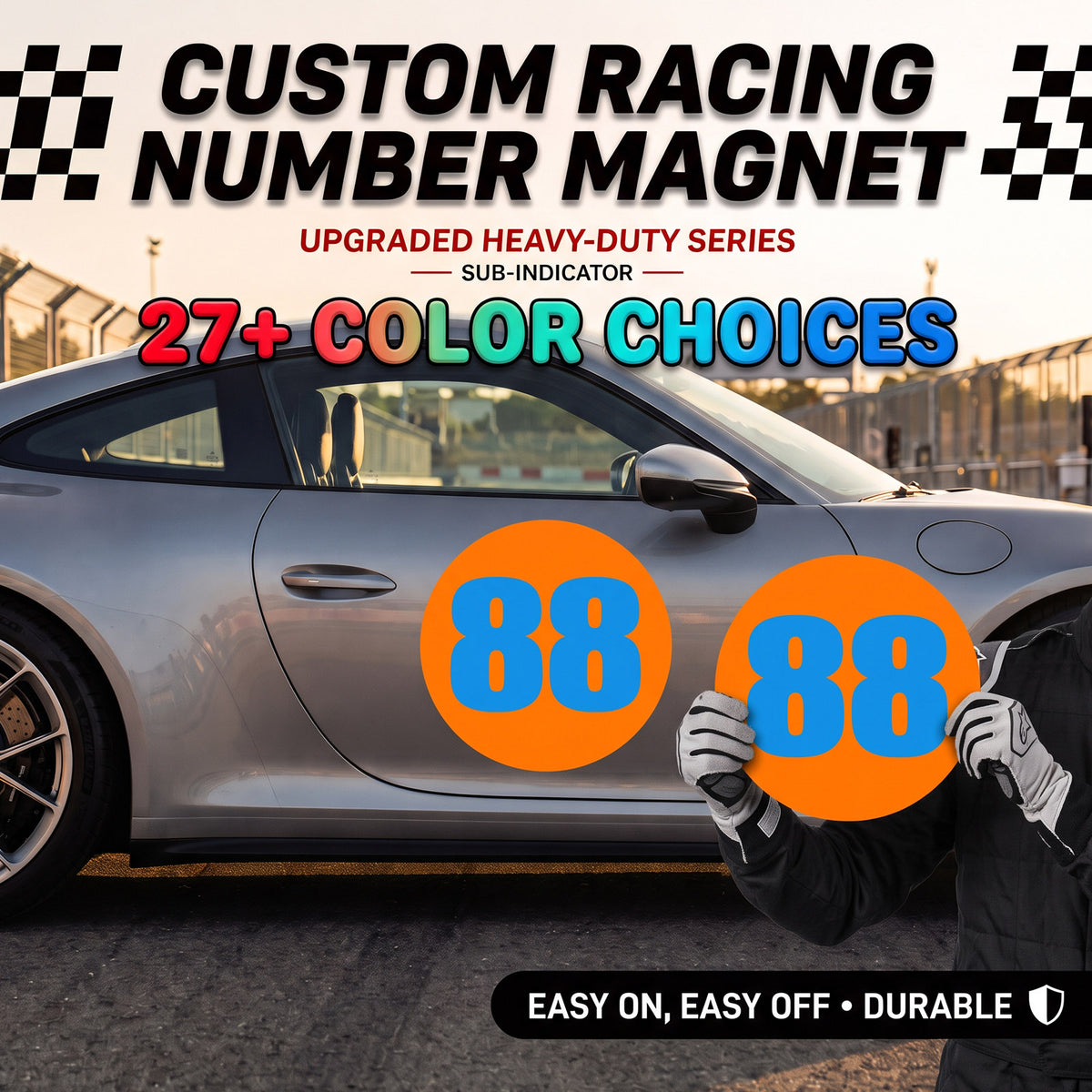 Custom Circle Racing Number Magnets - No Outline (Set of 2) – Reusable Roundel Track Day Magnetic Door Plates (RCNUM006)