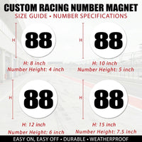 Classic Black & White Custom Circle Racing Number Magnets (No Outline) - Reusable Roundel Track Day Door Plates (Set of 2) (RCNUM006)