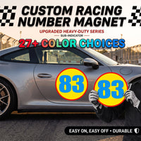 Custom Circle Racing Number Magnets with Black Outline (Set of 2) – Reusable Roundel Track Day Magnetic Door Plates (RCNUM006B)