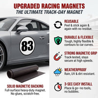 Classic Black & White Custom Circle Racing Number Magnets with Black Outline - Reusable Roundel Track Day Magnetic Door Plates (Set of 2) (RCNUM006B)