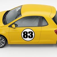 Classic Black & White Custom Circle Racing Number Magnets with Black Outline - Reusable Roundel Track Day Magnetic Door Plates (Set of 2) (RCNUM006B)